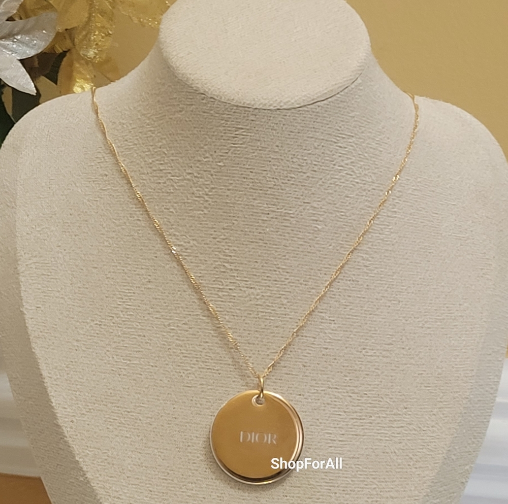 Christian Dior gold pendant Necklace gold tone & ceramic jadore - Picture 4 of 10